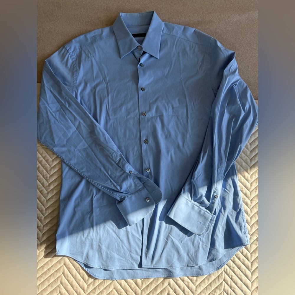 Prada Men's Blue Dress Shirt 42x16.5